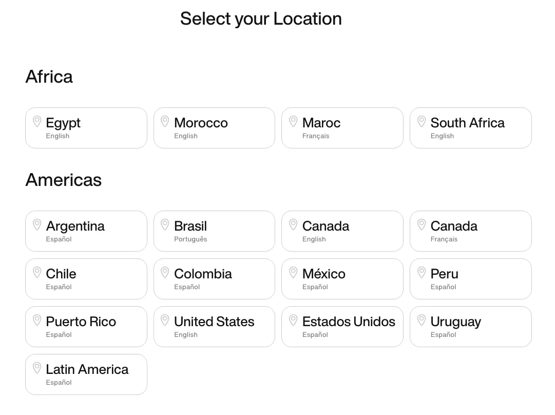 nike.com location selection